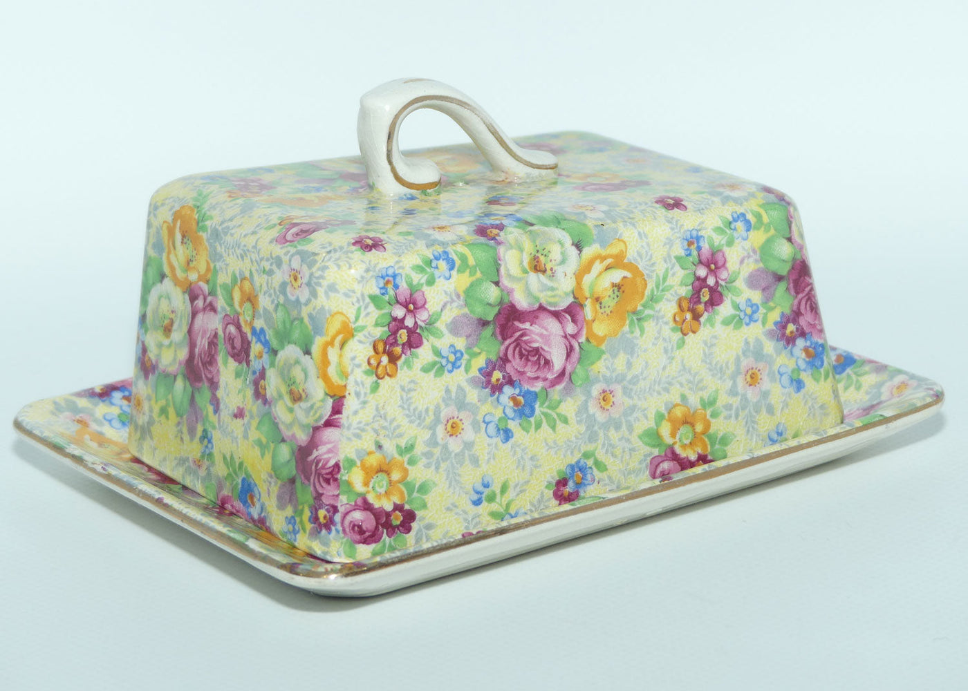 Lord Nelson Ware England Rose Time pattern butter dish and cover