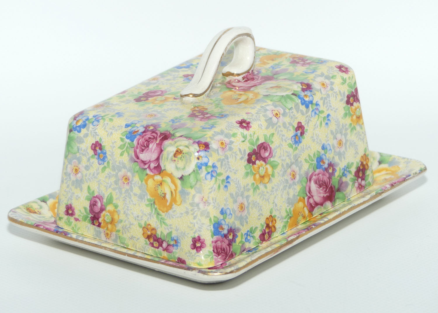 Lord Nelson Ware England Rose Time pattern butter dish and cover