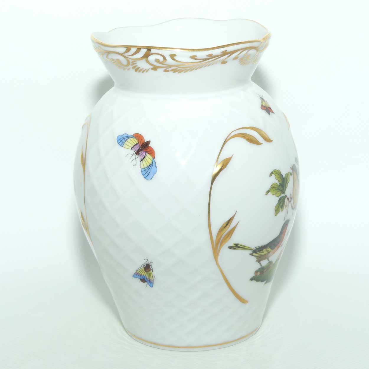 Herend Hungary Rothschild Bird pattern | Basket weave style vase