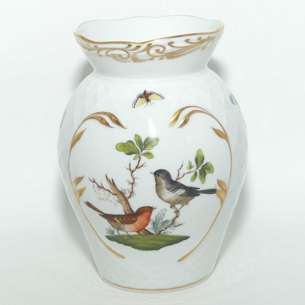 Herend Hungary Rothschild Bird pattern | Basket weave style vase