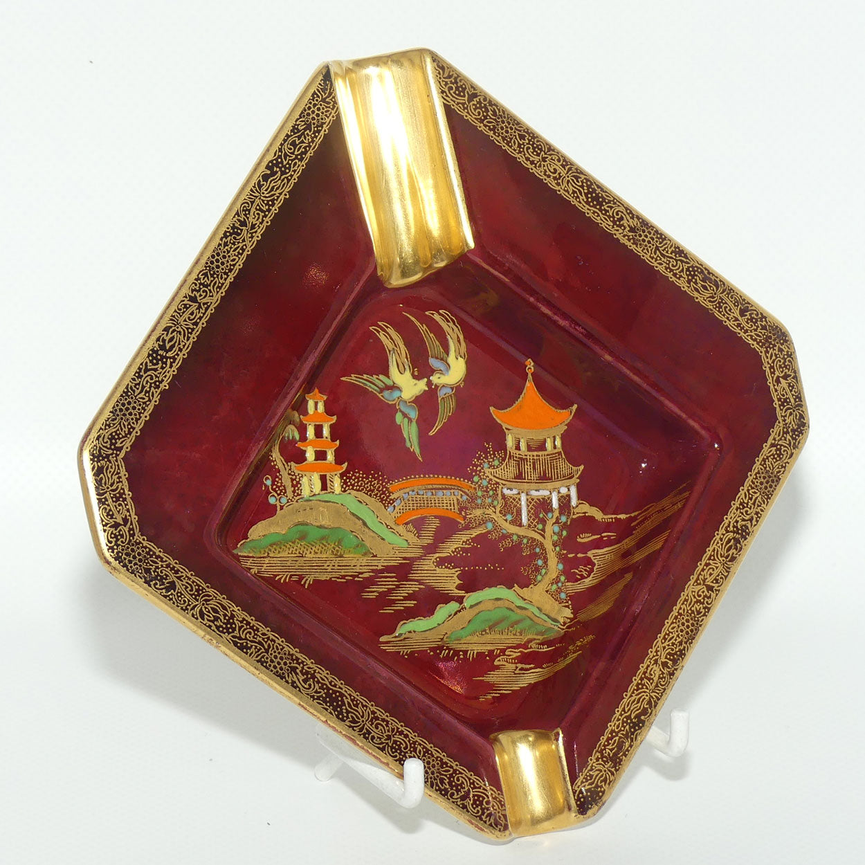 Carlton Ware Rouge Royale Pagoda ashtray | 12.5cm square