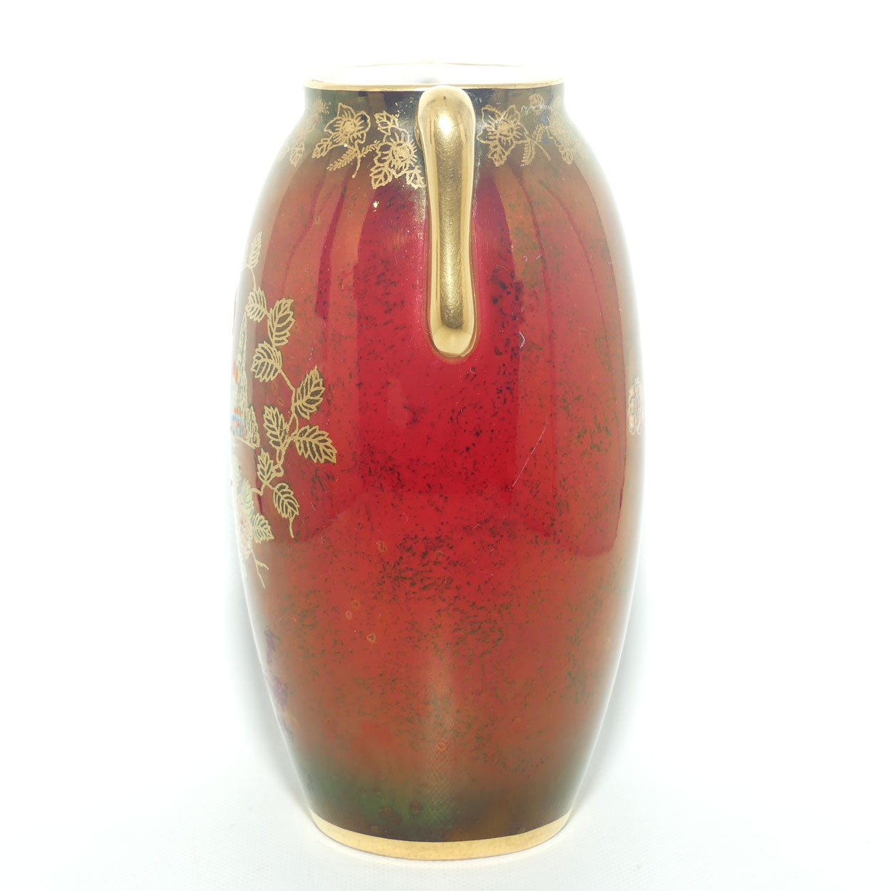 Crown Devon Fieldings Rouge Castle twin handle vase | 14.5cms
