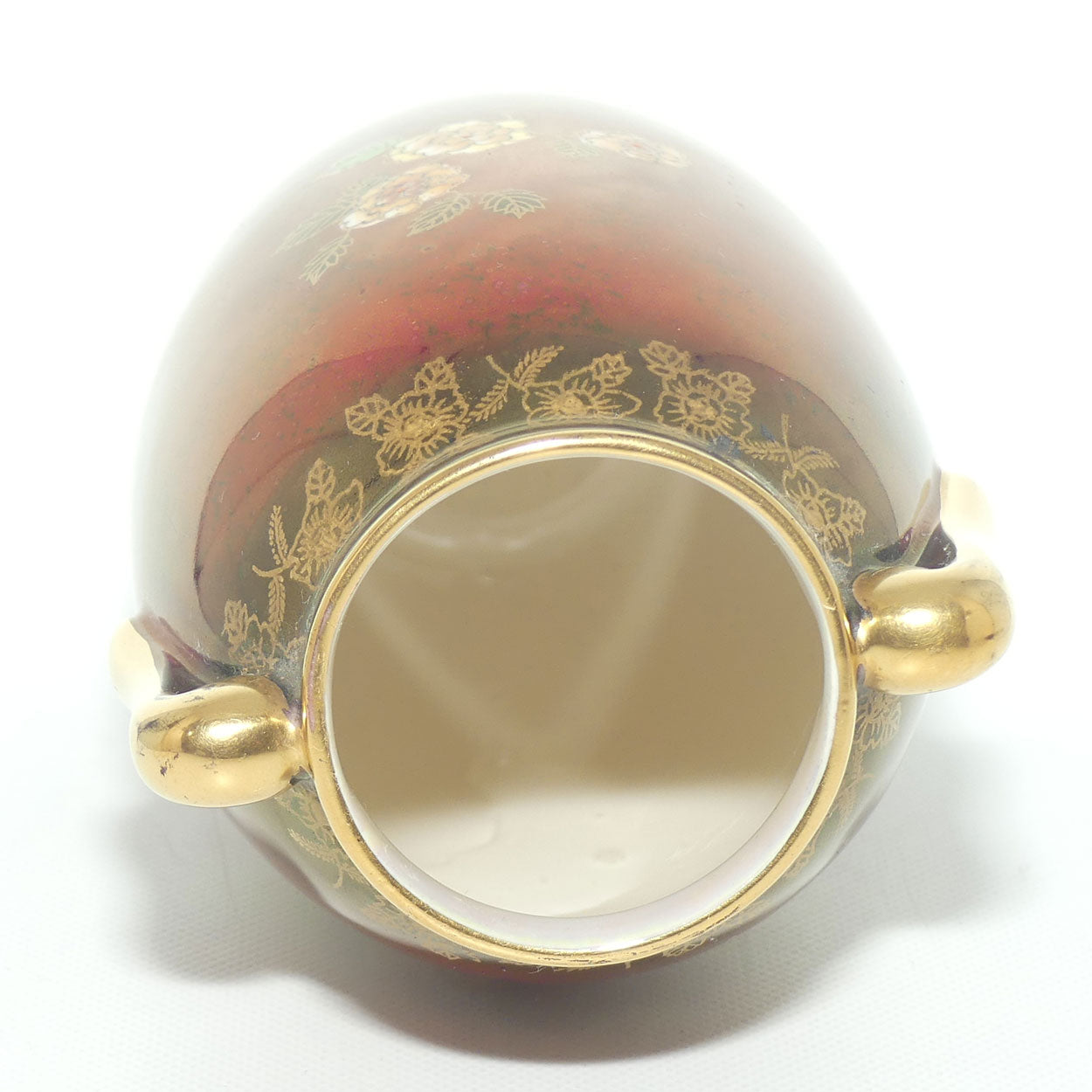 Crown Devon Fieldings Rouge Castle twin handle vase | 14.5cms