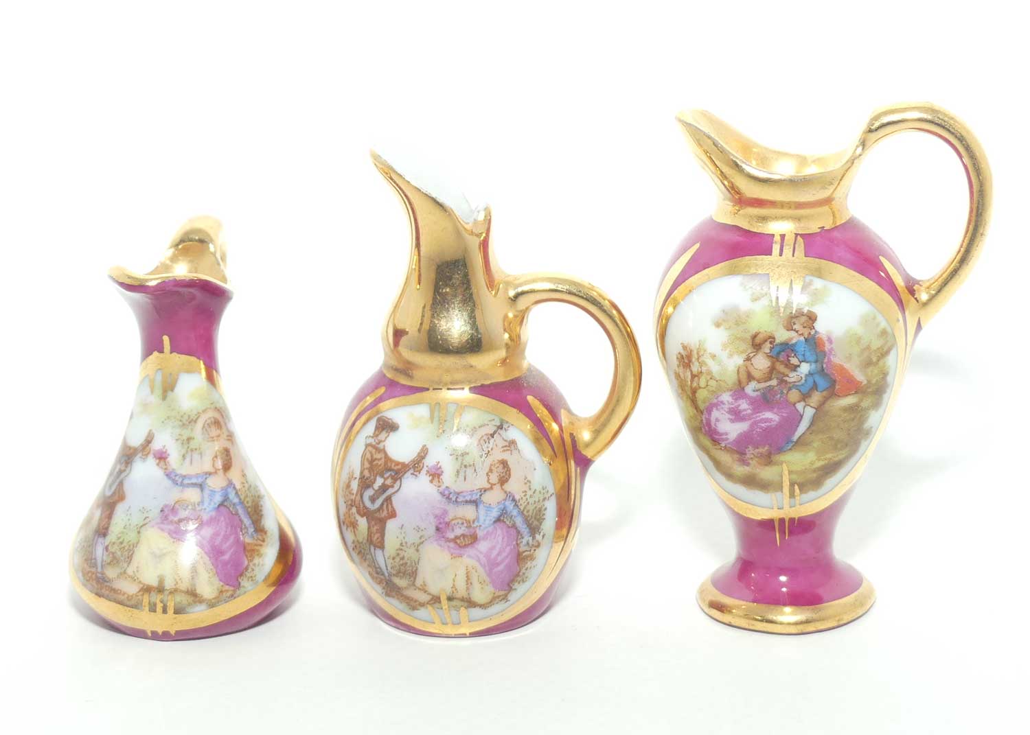 Limoges France collection of 3 miniature ewers | Rouge