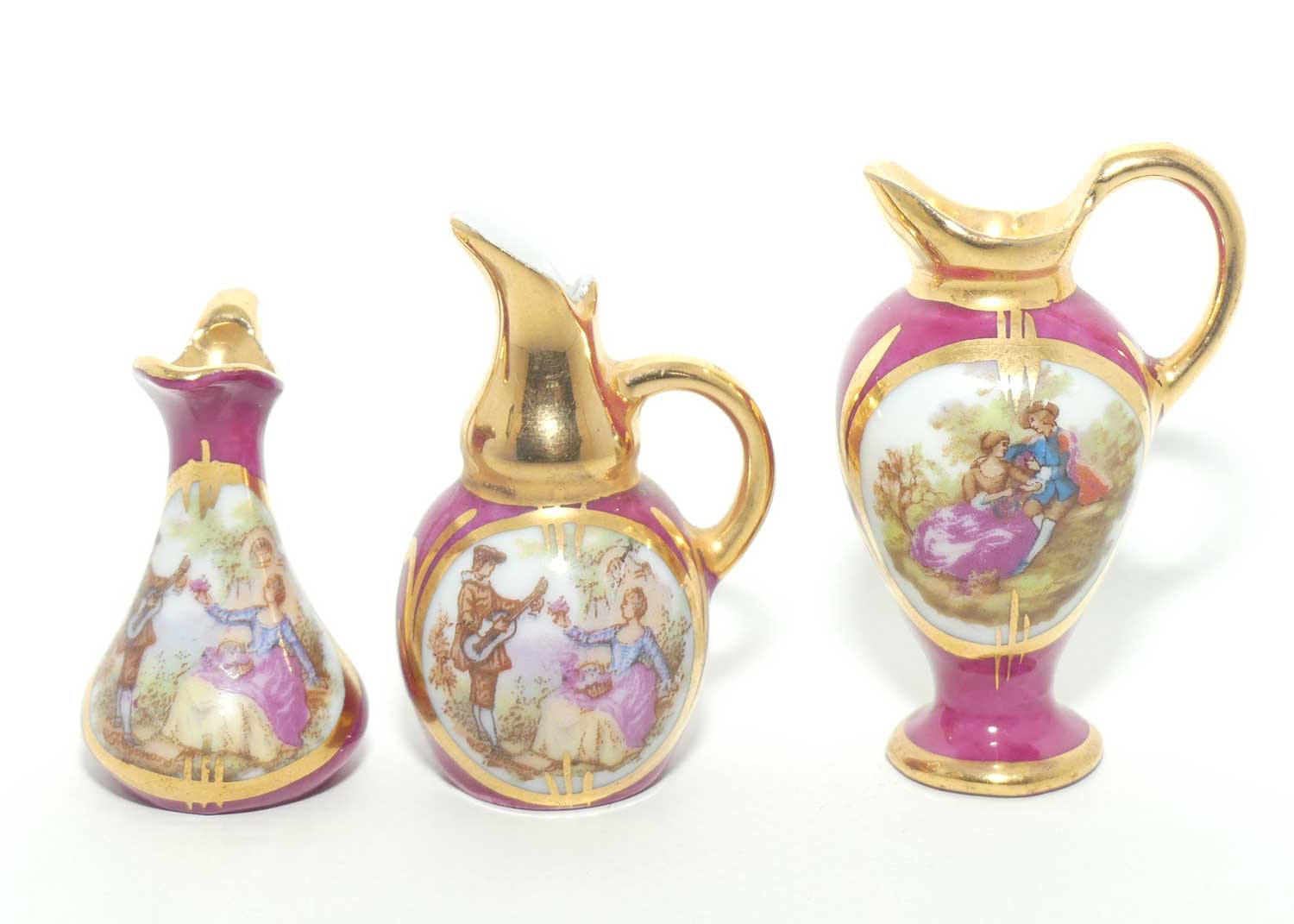 Limoges France collection of 3 miniature ewers | Rouge