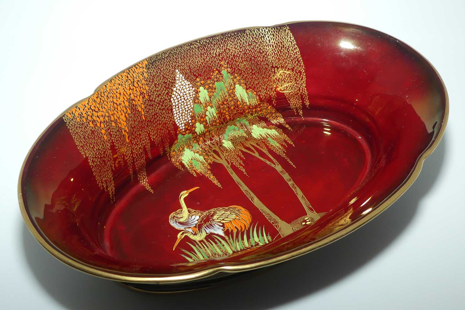 Carlton Ware Rouge Royale Cranes very deep bowl | 27.5cm wide