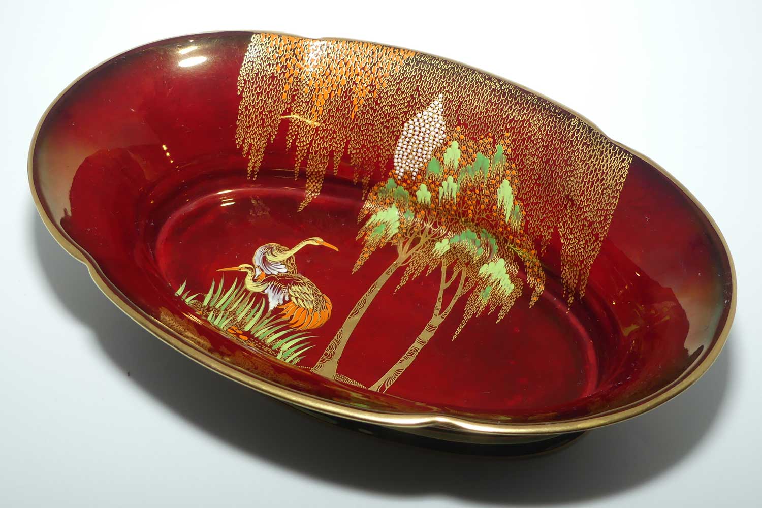 Carlton Ware Rouge Royale Cranes very deep bowl | 27.5cm wide