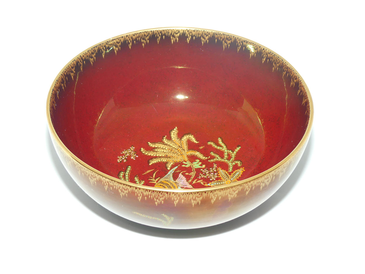 Crown Devon Fieldings Rouge bowl decorated with Angel Fish and Seaweed | 22.5cms
