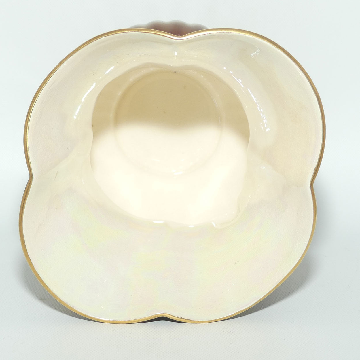 Crown Devon Fieldings Rouge Floral design twin handle vase with ribbed shape