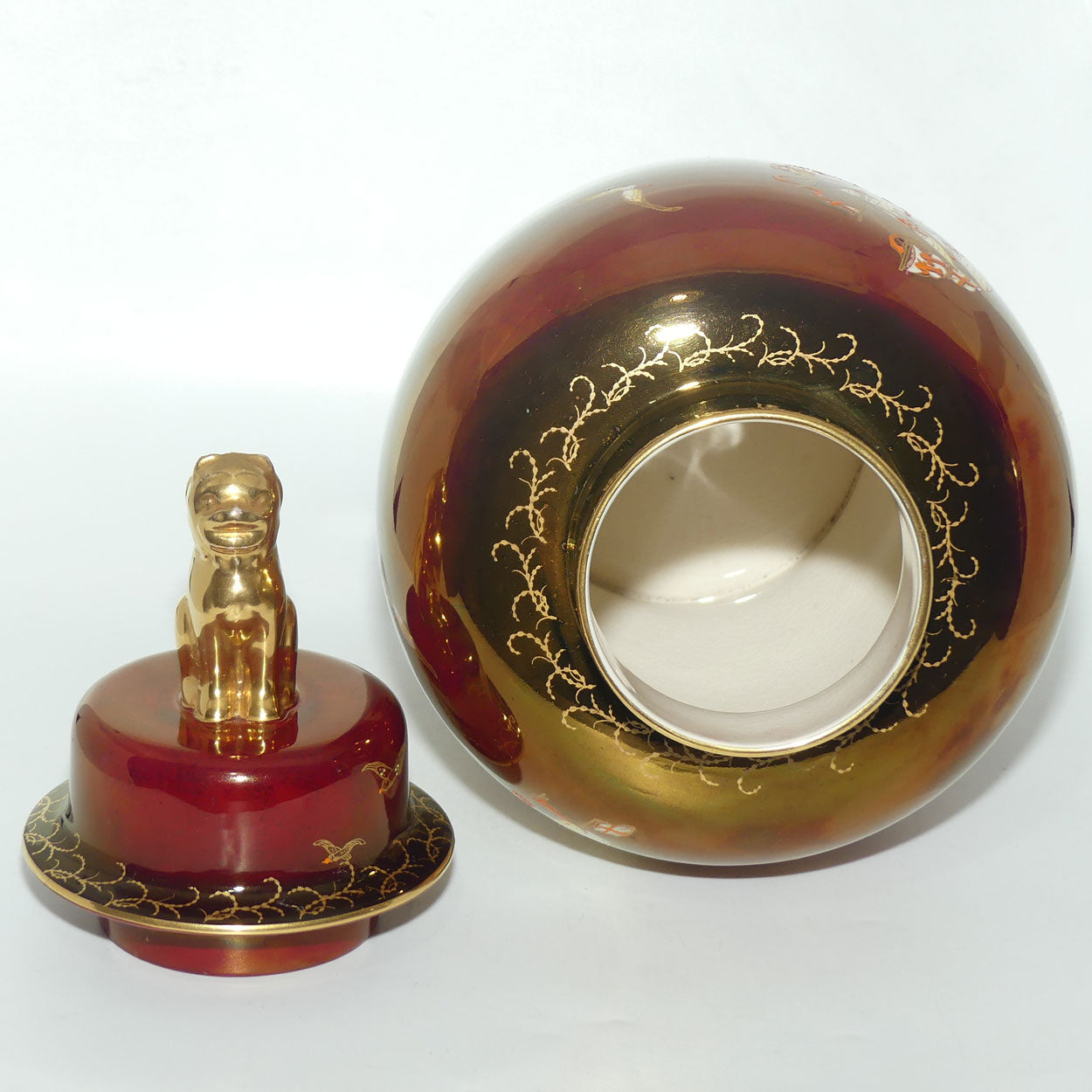 Crown Devon Fieldings Rouge Tall Ships design Temple Urn signed D Cole