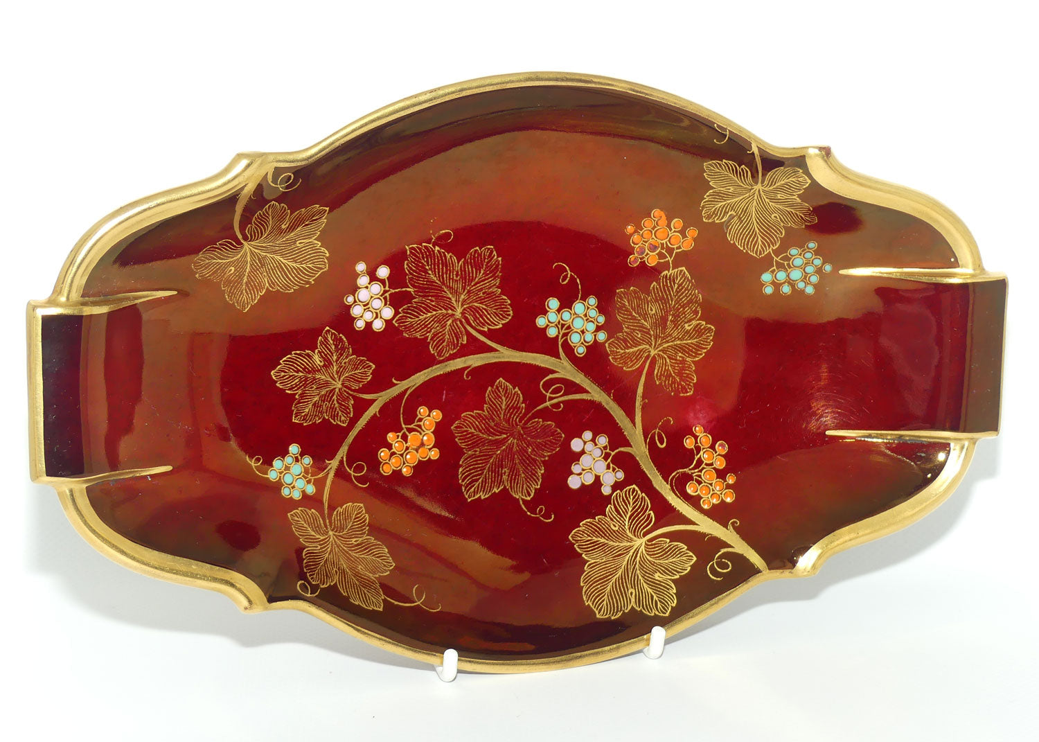 Carlton Ware Rouge Royale Grape and Trailing Vine oval tray | 26.5cm wide