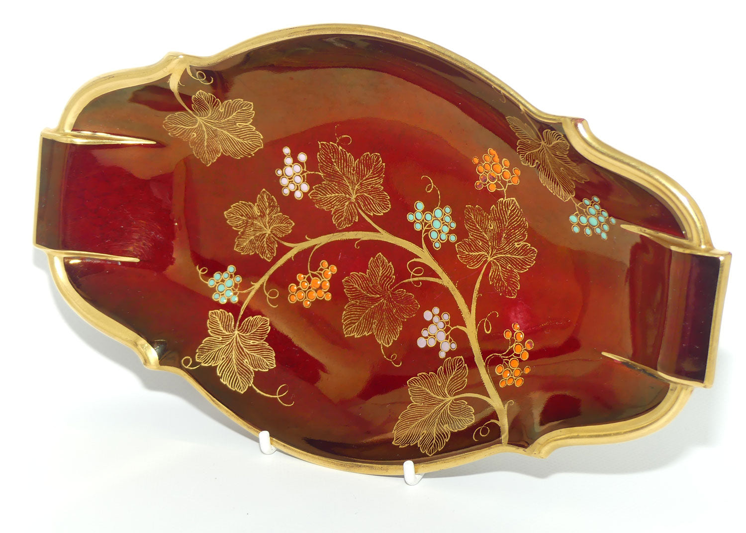 Carlton Ware Rouge Royale Grape and Trailing Vine oval tray | 26.5cm wide