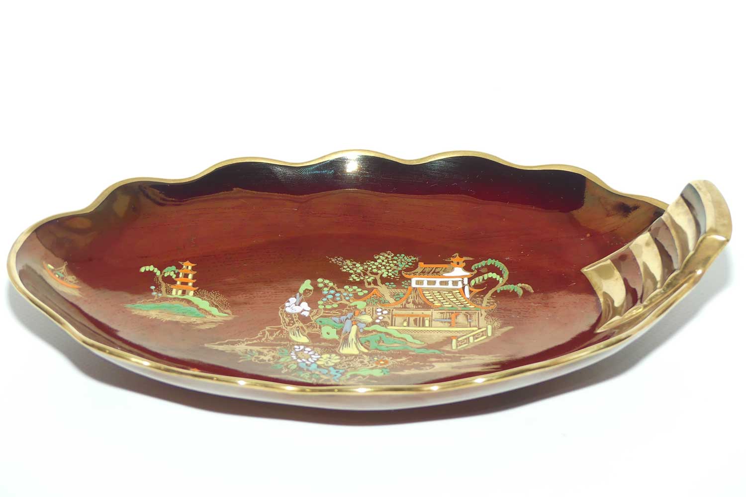 Carlton Ware Rouge Royale Pagoda pattern oval bowl | 2 Ladies | 26cm wide