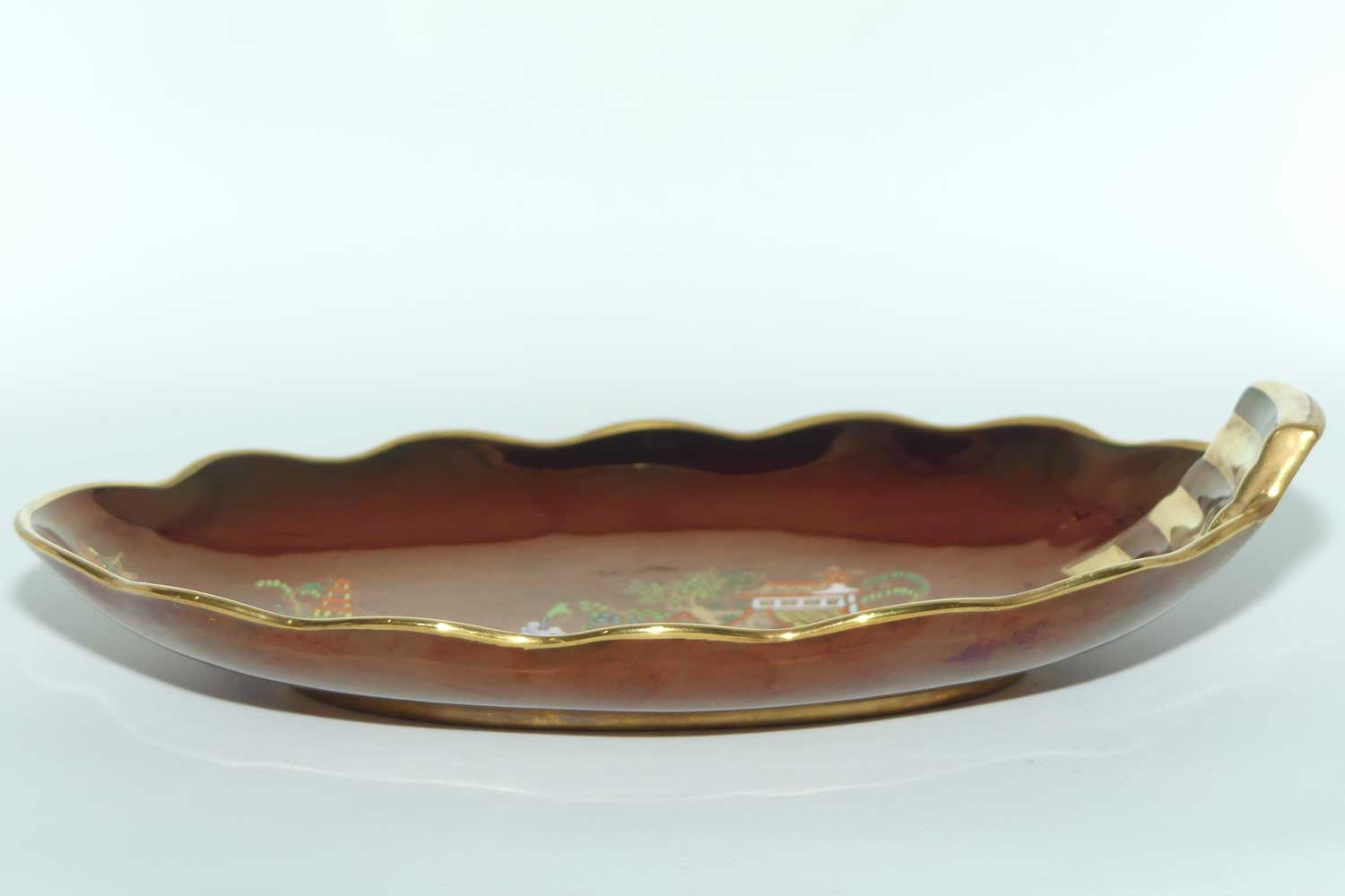 Carlton Ware Rouge Royale Pagoda pattern oval bowl | 2 Ladies | 26cm wide