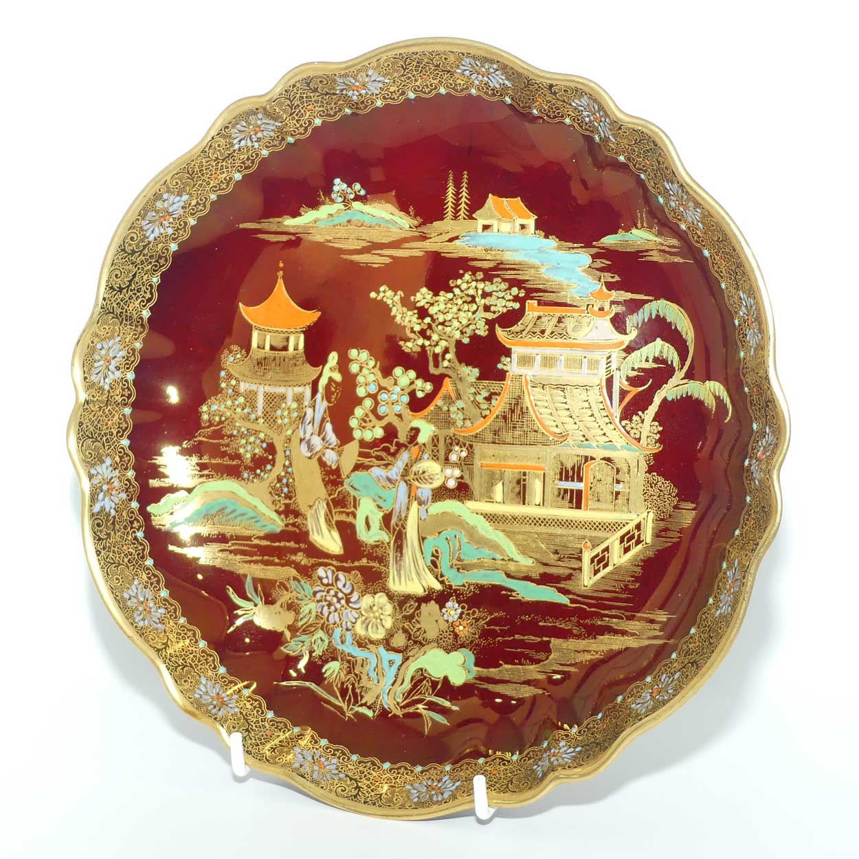 Carlton Ware Rouge Royale Pagoda pattern round bowl | 23cms diam