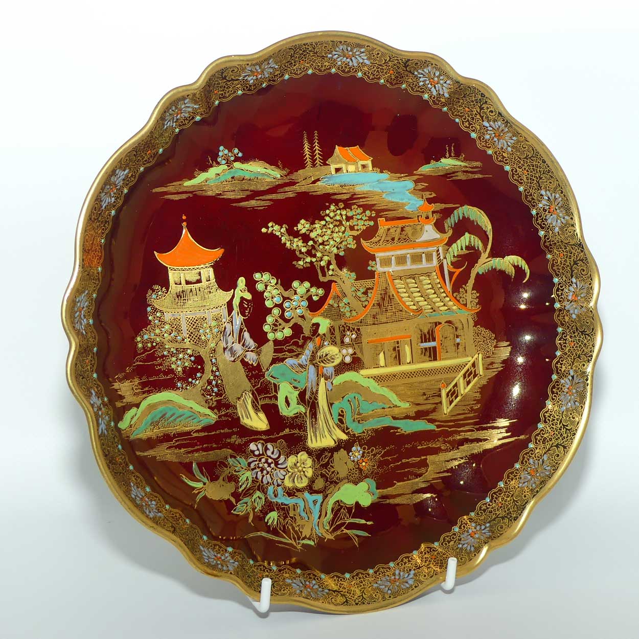 Carlton Ware Rouge Royale Pagoda pattern round bowl | 23cms diam
