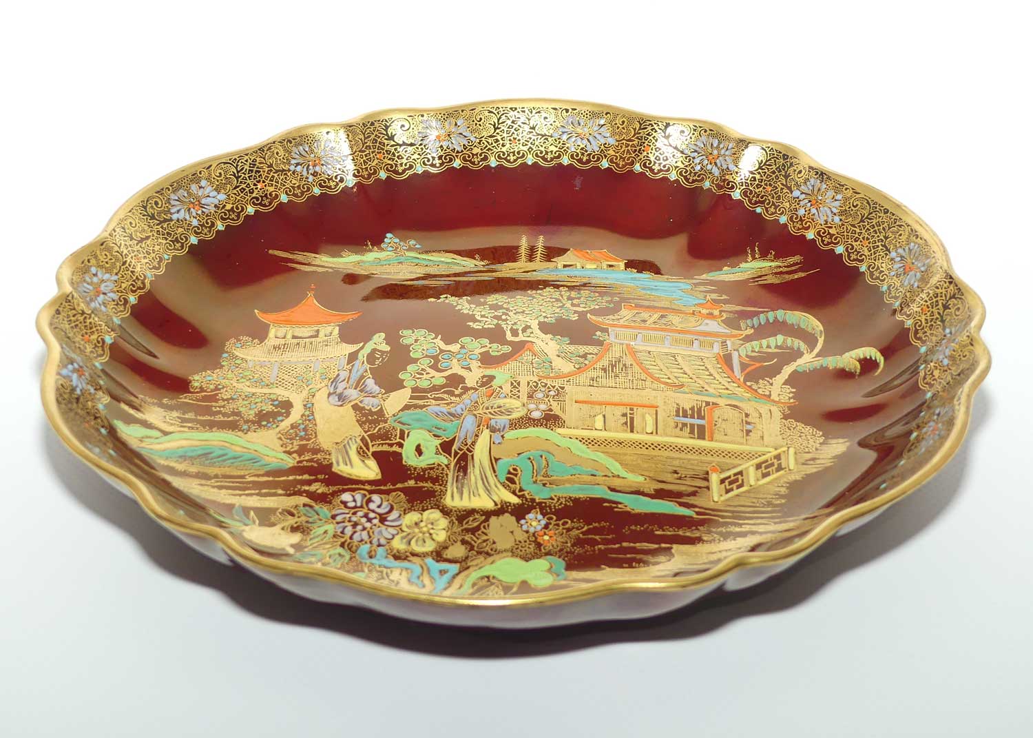 Carlton Ware Rouge Royale Pagoda pattern round bowl | 23cms diam