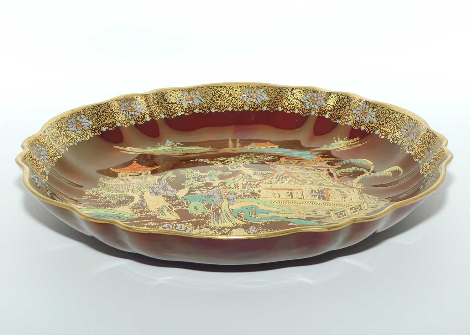 Carlton Ware Rouge Royale Pagoda pattern round bowl | 23cms diam