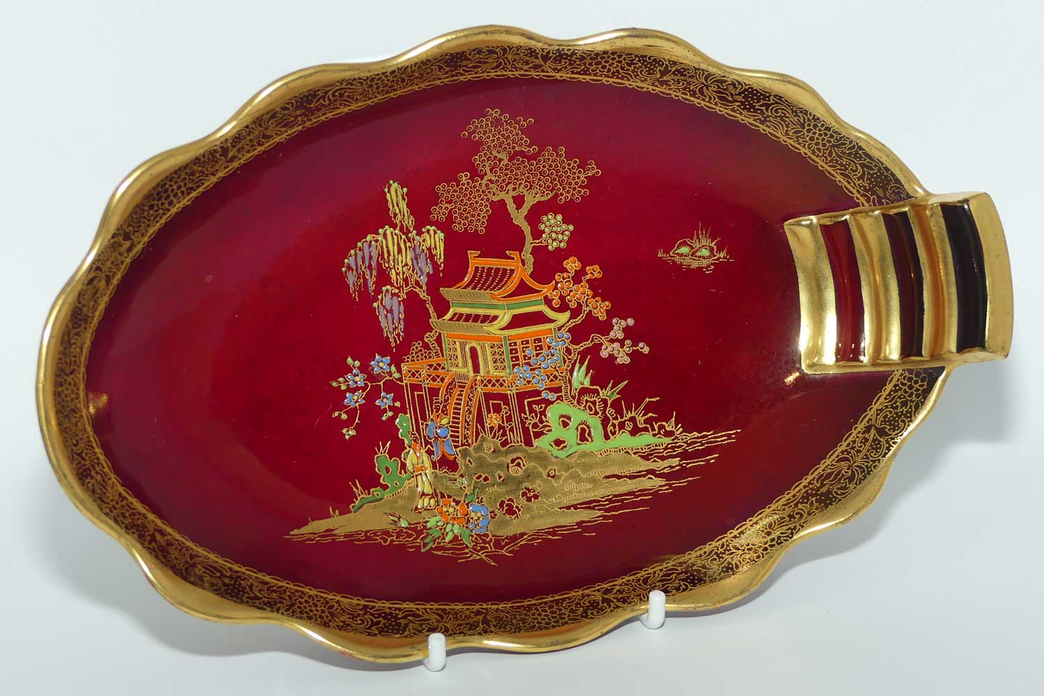 Carlton Ware Rouge Royale Pagoda pattern oval bowl | 22cm wide