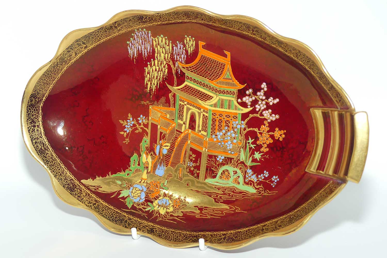 Carlton Ware Rouge Royale Pagoda pattern oval bowl | 26cm wide
