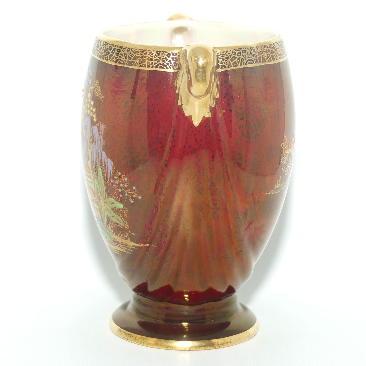 Crown Devon Fieldings Rouge Pagoda design twin handle vase | 12.5cms