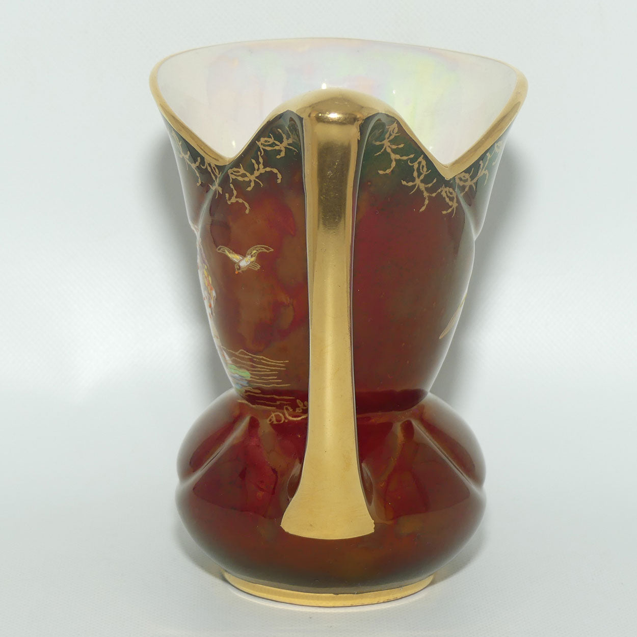 Crown Devon Fieldings Rouge Tall Ships design jug | signed D Cole | 12.5cms