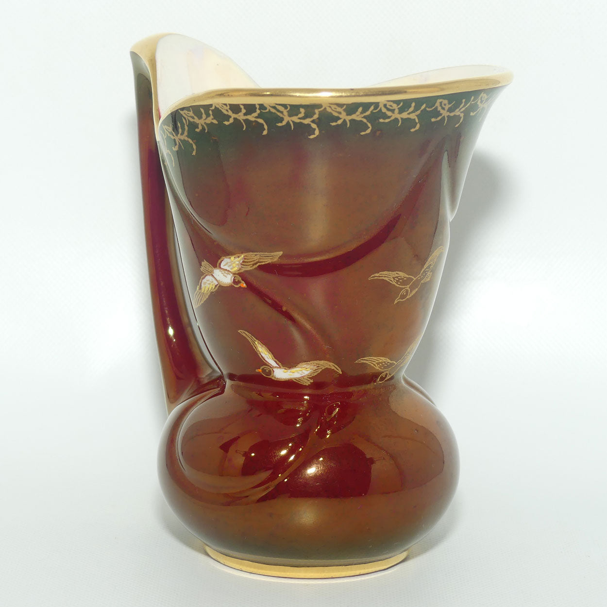 Crown Devon Fieldings Rouge Tall Ships design jug | signed D Cole | 12.5cms