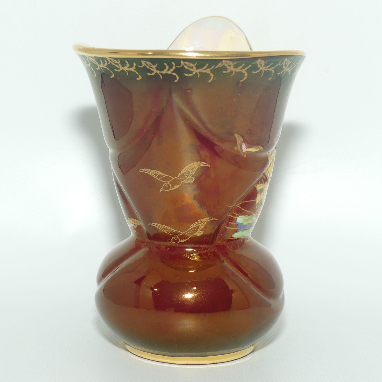 Crown Devon Fieldings Rouge Tall Ships design jug | signed D Cole | 12.5cms