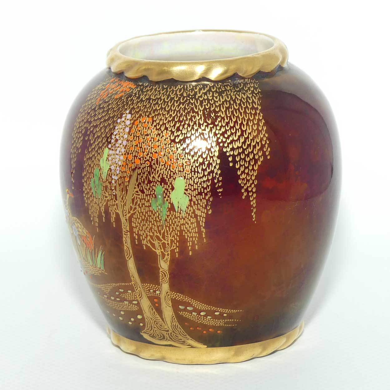 Carlton Ware Rouge Gilt rim small vase | Storks