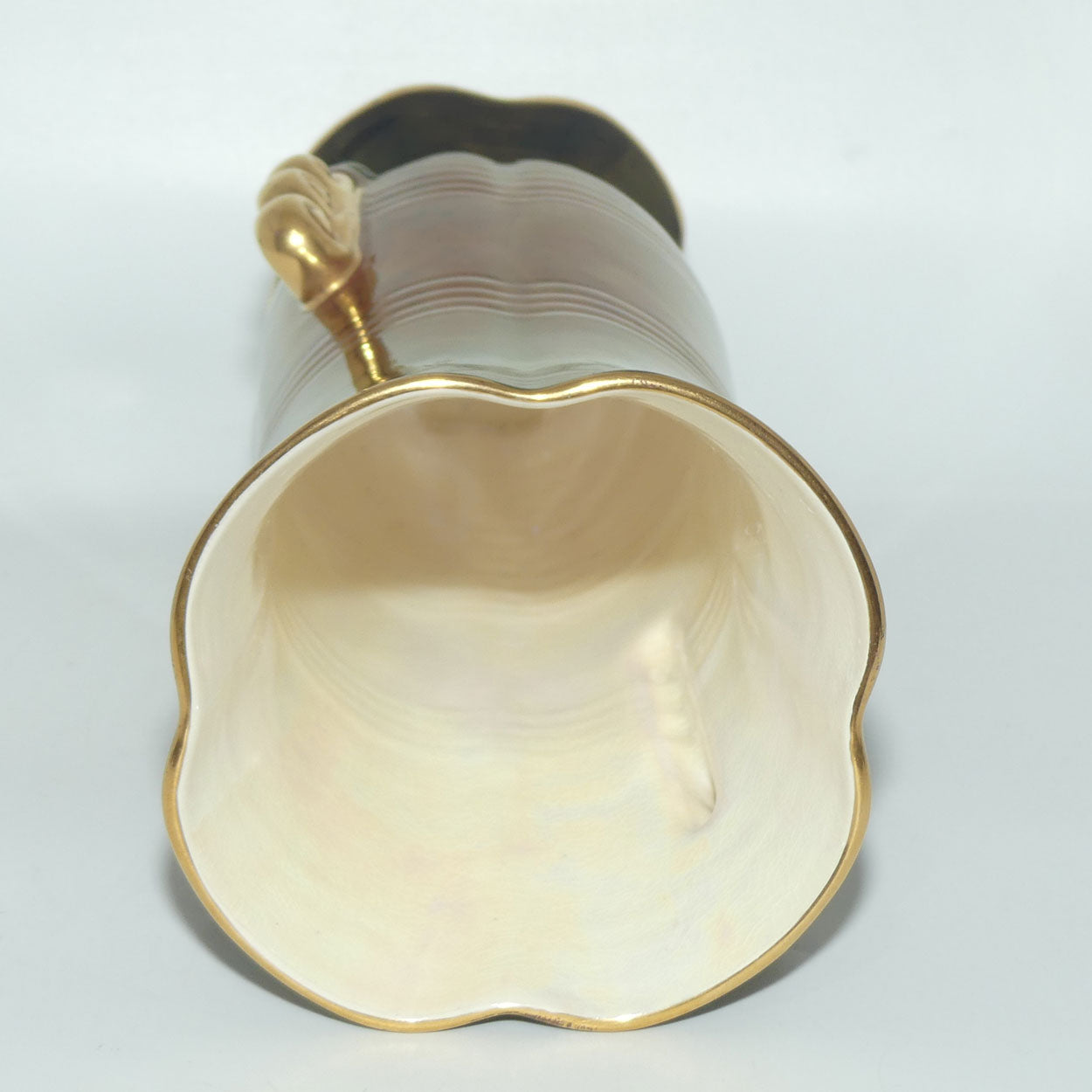 Crown Devon Fieldings Rouge footed vase with offset gilt handles | 27.5cms