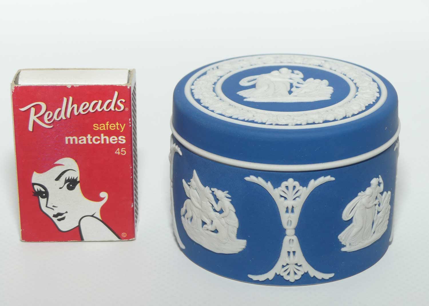 Wedgwood Jasper | White on Royal Blue lidded trinket box