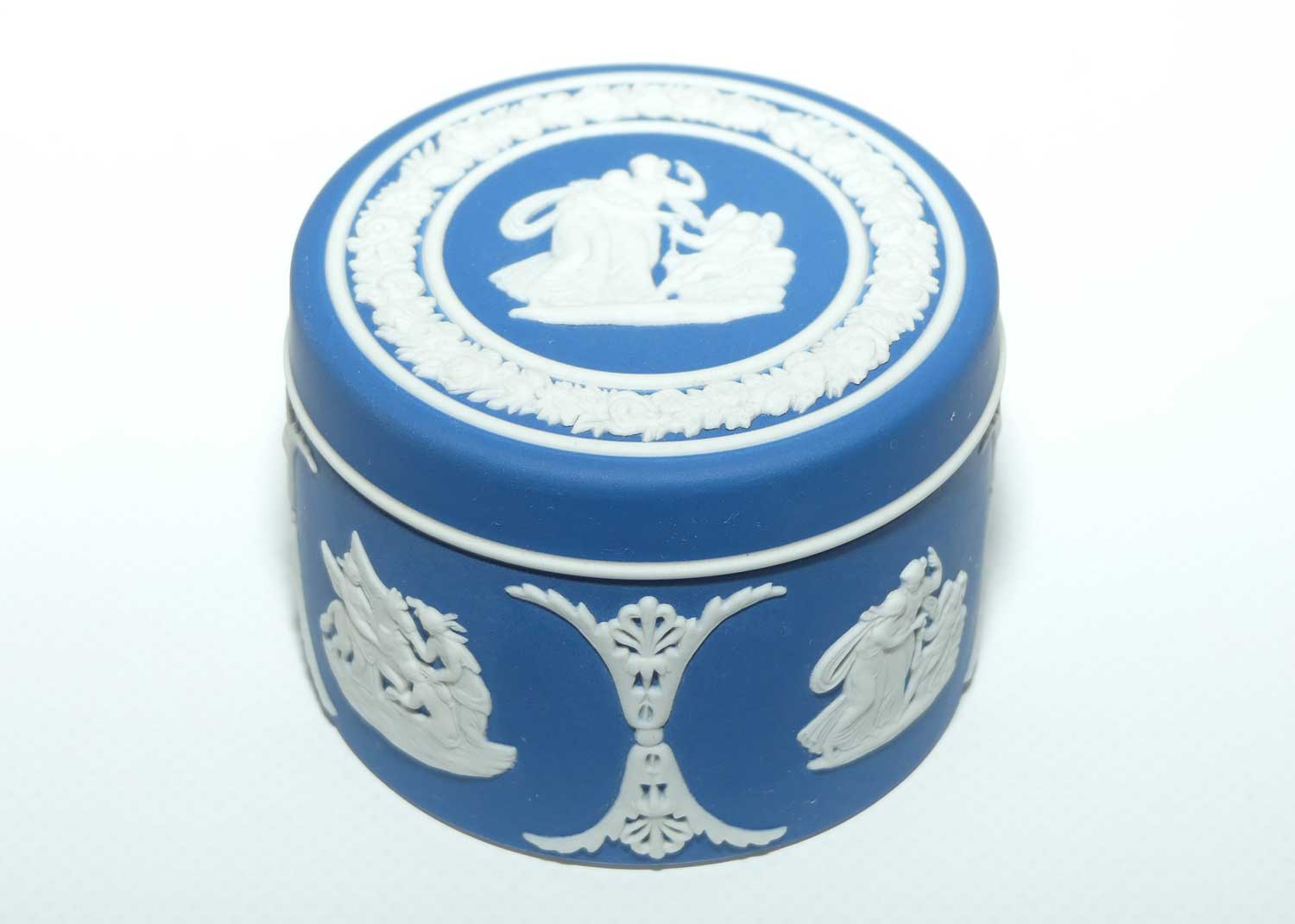 Wedgwood Jasper | White on Royal Blue lidded trinket box