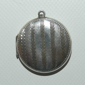 Art Deco era Sterling Silver round shape photo locket | Engine Turned