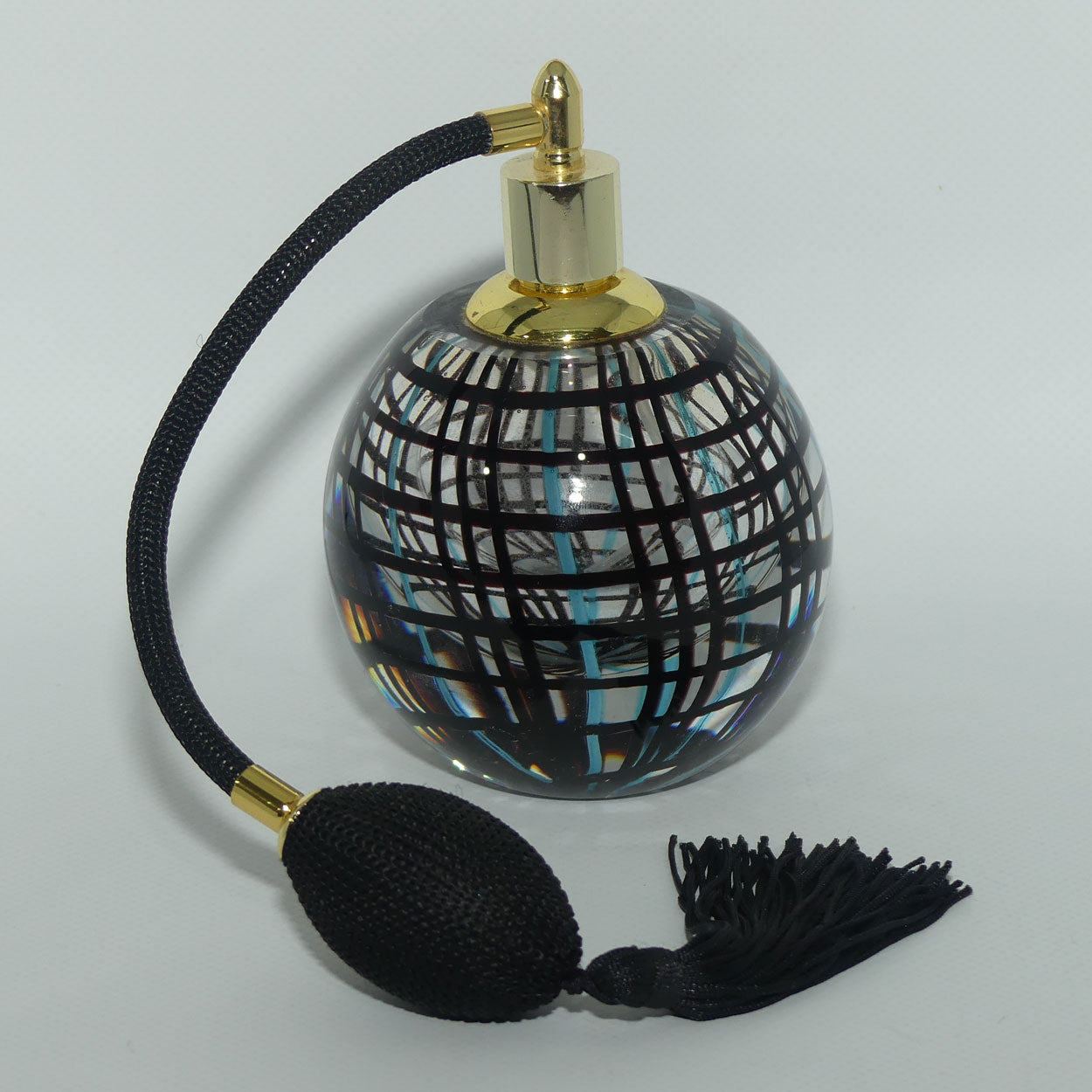 Vintage Art Glass Perfume Atomiser | Superb Criss Cross Grid design