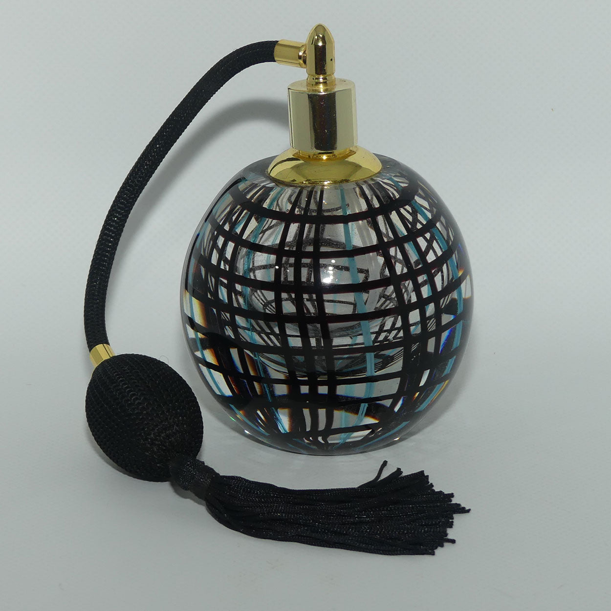 Vintage Art Glass Perfume Atomiser | Superb Criss Cross Grid design