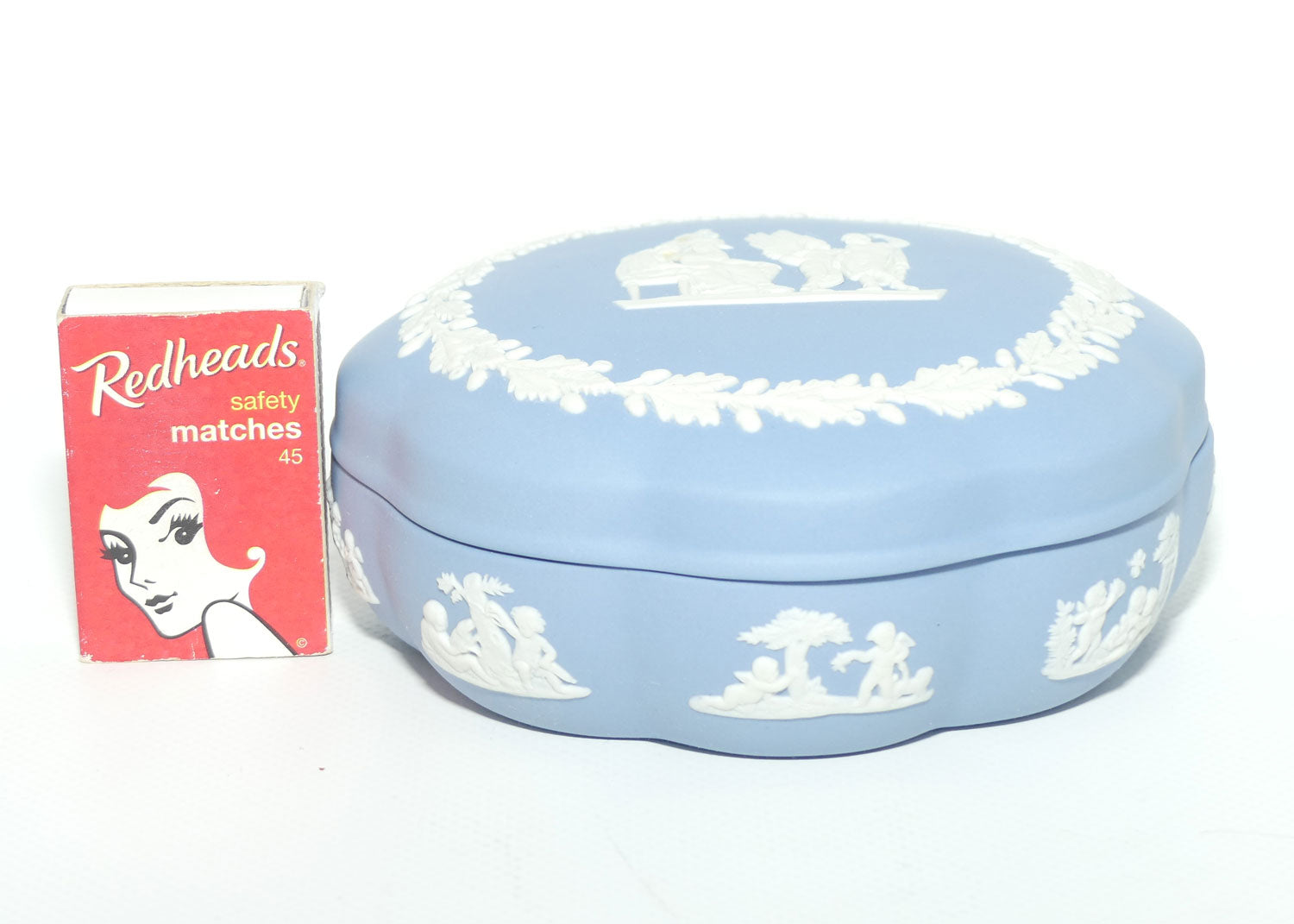 Wedgwood Jasper | White on Pale Blue | Mythology scene large trinket box | #2