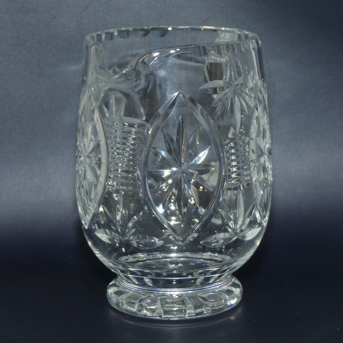 Webb Corbett Crystal | Beautifully facetted Star pattern round body Crystal water jug