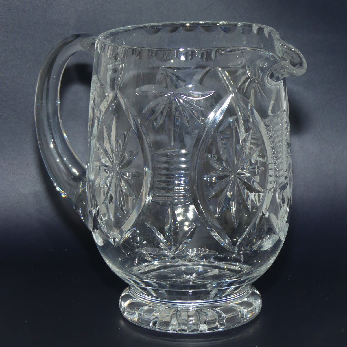 Webb Corbett Crystal | Beautifully facetted Star pattern round body Crystal water jug