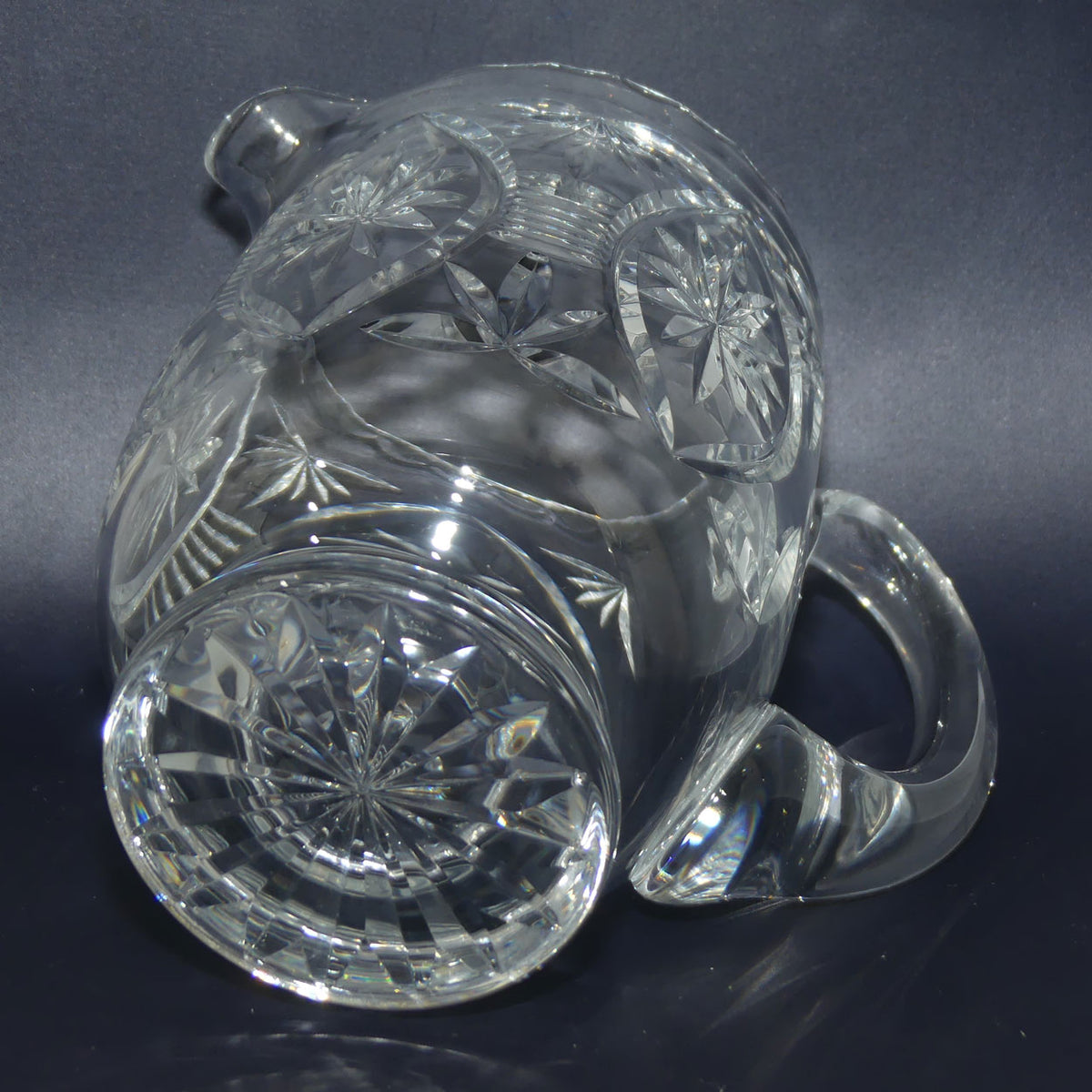 Webb Corbett Crystal | Beautifully facetted Star pattern round body Crystal water jug