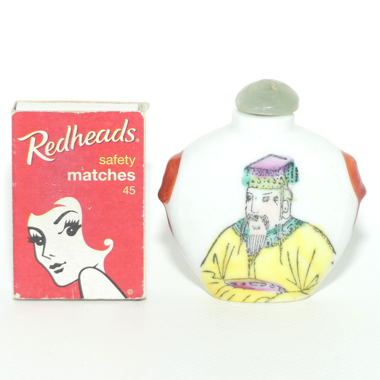 Chinese Snuff bottle | Round | Emporer both sides with Green stopper