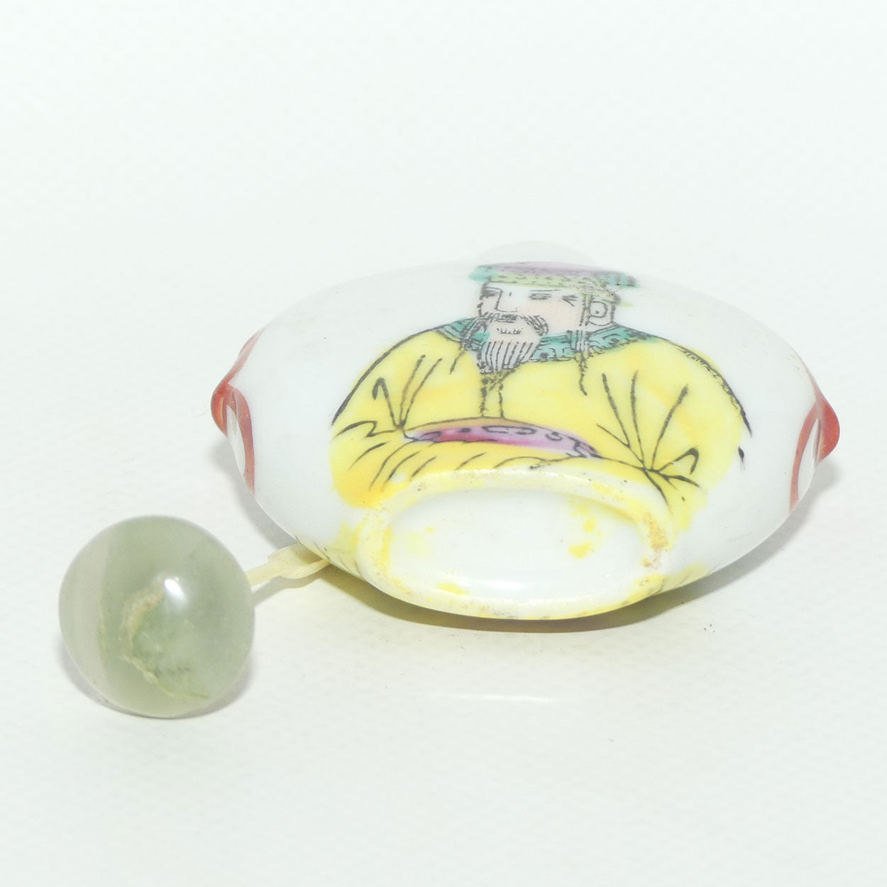 Chinese Snuff bottle | Round | Emporer both sides with Green stopper