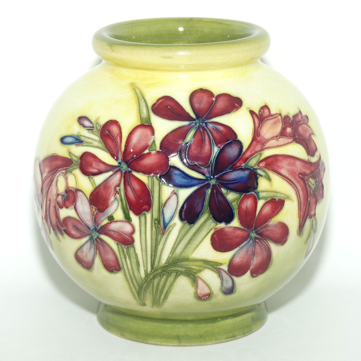 Walter Moorcroft Spring Flowers ball vase | Rare Yellow Ground