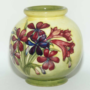 Walter Moorcroft Spring Flowers ball vase | Rare Yellow Ground