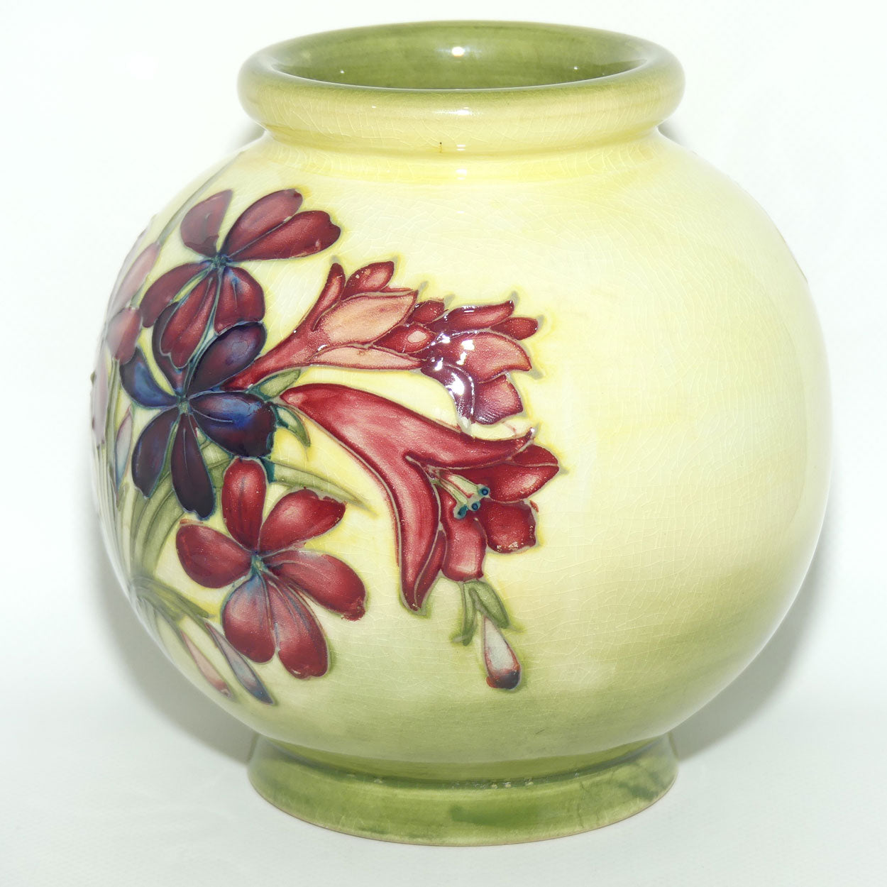 Walter Moorcroft Spring Flowers ball vase | Rare Yellow Ground