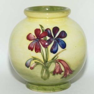 Walter Moorcroft Spring Flowers ball vase | Rare Yellow Ground