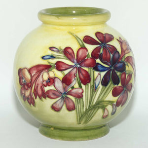 Walter Moorcroft Spring Flowers ball vase | Rare Yellow Ground