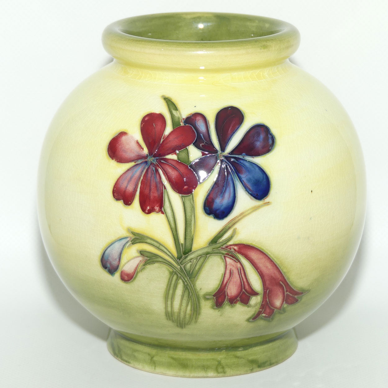 Walter Moorcroft Spring Flowers ball vase | Rare Yellow Ground