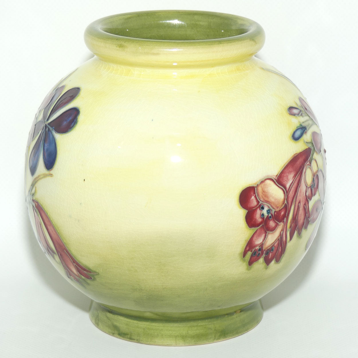 Walter Moorcroft Spring Flowers ball vase | Rare Yellow Ground