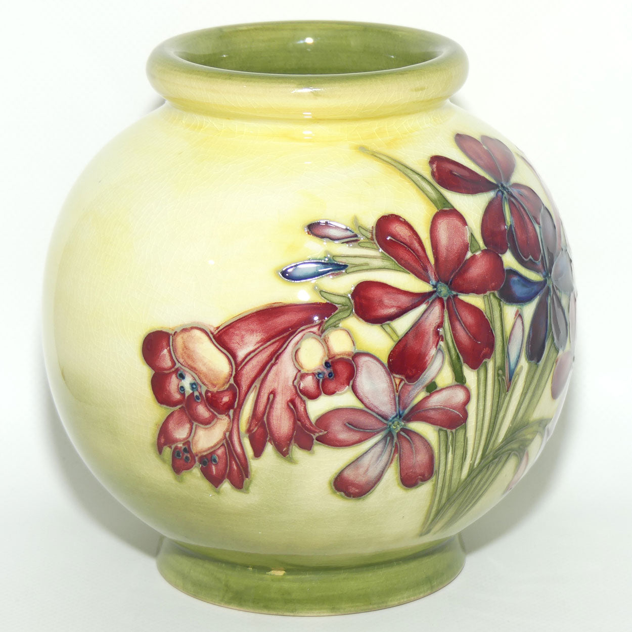 Walter Moorcroft Spring Flowers ball vase | Rare Yellow Ground