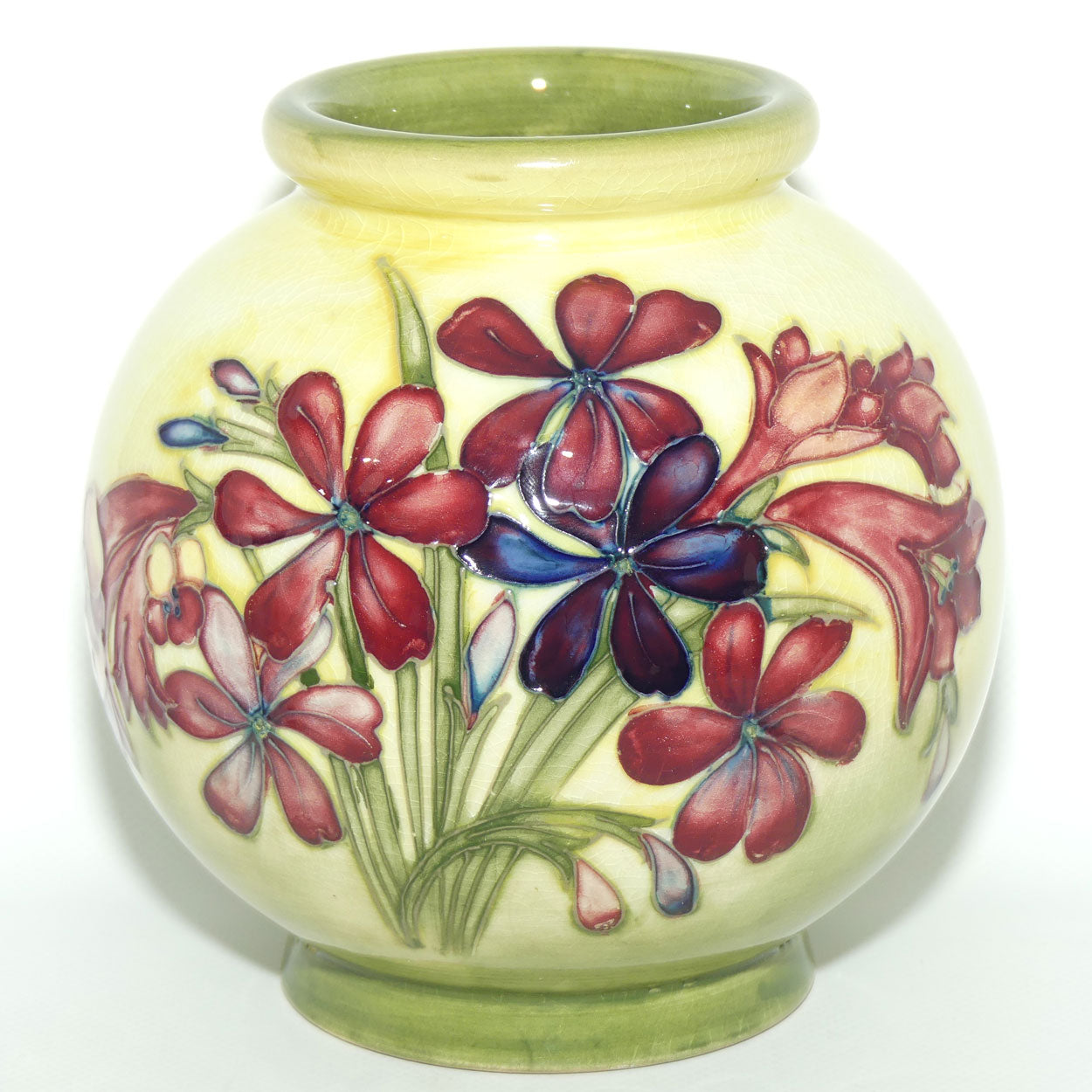 Walter Moorcroft Spring Flowers ball vase | Rare Yellow Ground